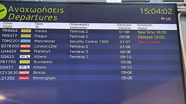 Zpožděný let uvěznil Čechy na řeckém ostrově. Cestující na odlet čekají od pondělí